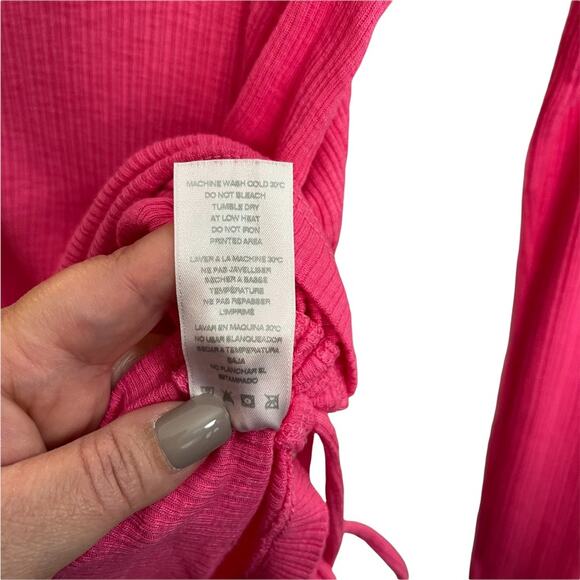 Sundry Pink Ruched Drawstring Waist Long Sleeve Top - Picture 7 of 8
